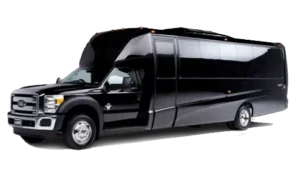 a black limo mini party bus