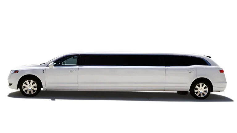 a long white limousine with black windows