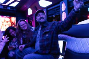 Home Vancouver City Tours showcasing three folks in party bus
